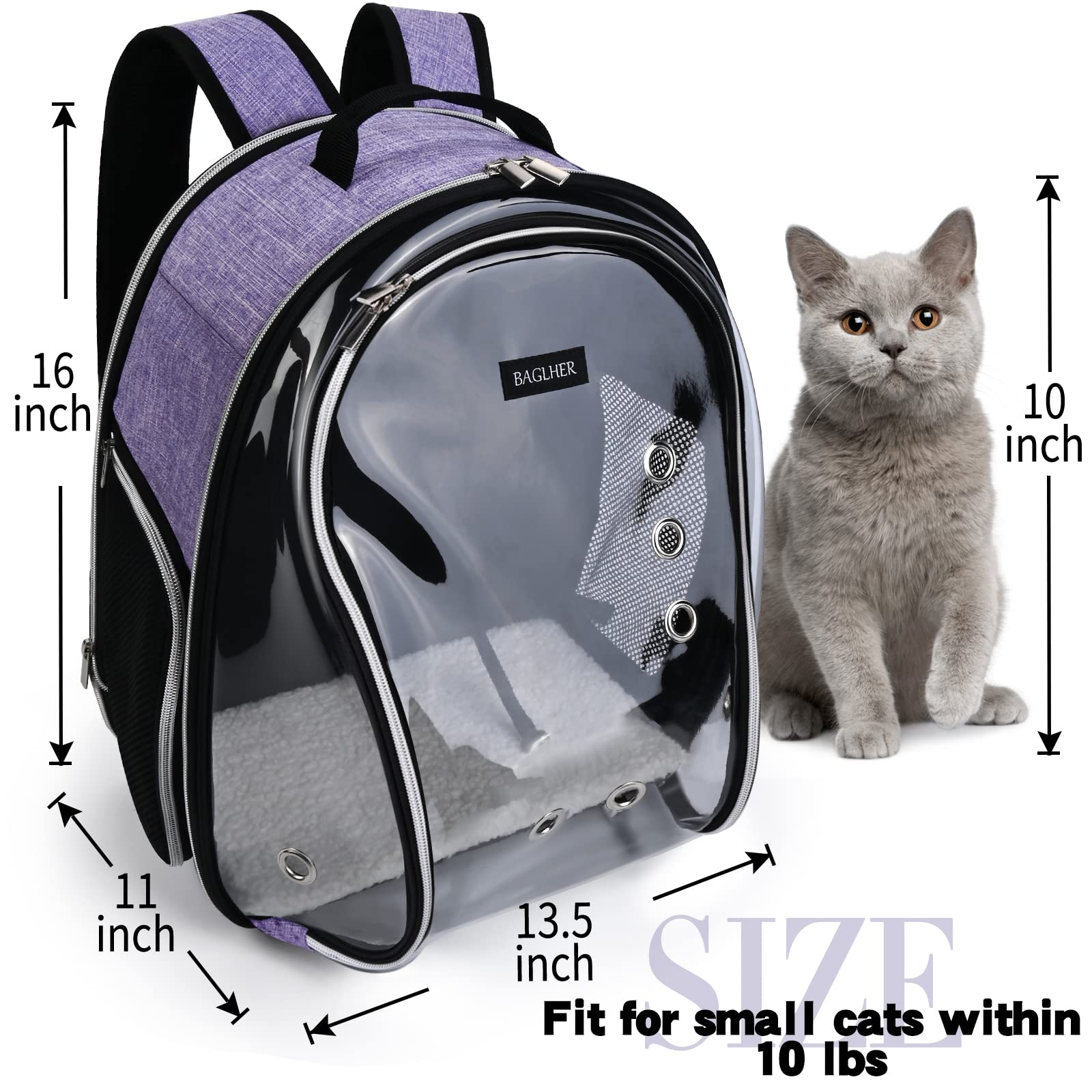 Foto 5 | Mochila Transportadora Para Gatos Baglher Bubble, Aprobada Por La Aerolínea Dog B - Venta Internacional.