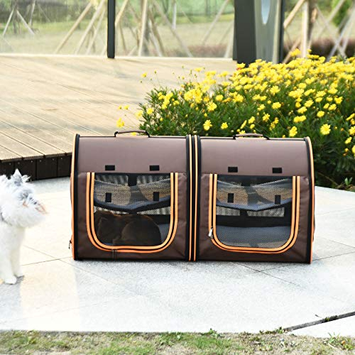 Foto 3 pulgar | Transportín Para Mascotas Pawhut, Portátil, De Lados Blandos, Con Doble Compartimento - Venta Internacional.