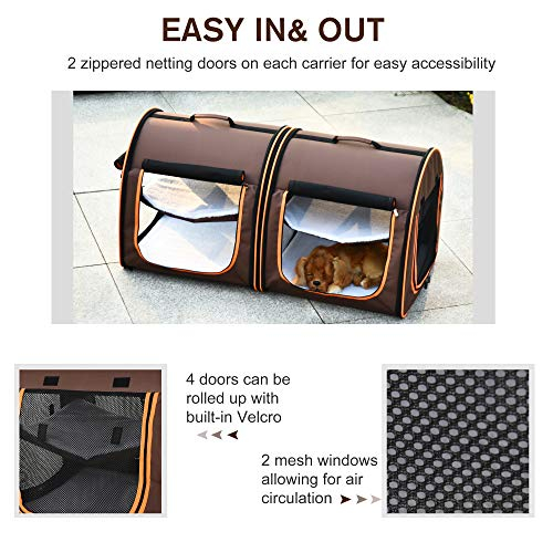 Foto 4 | Transportín Para Mascotas Pawhut, Portátil, De Lados Blandos, Con Doble Compartimento - Venta Internacional.