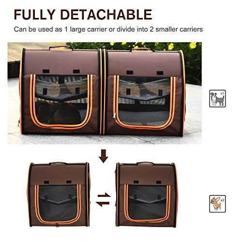 Foto 5 | Transportín Para Mascotas Pawhut, Portátil, De Lados Blandos, Con Doble Compartimento - Venta Internacional.