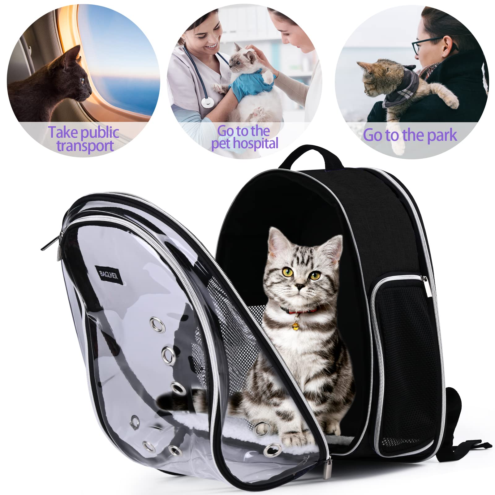 Foto 5 pulgar | Mochila Transportadora Para Gatos Baglher Bubble, Aprobada Por La Aerolínea Dog B - Venta Internacional.