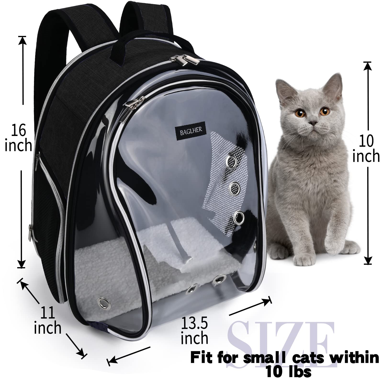 Foto 5 | Mochila Transportadora Para Gatos Baglher Bubble, Aprobada Por La Aerolínea Dog B - Venta Internacional.