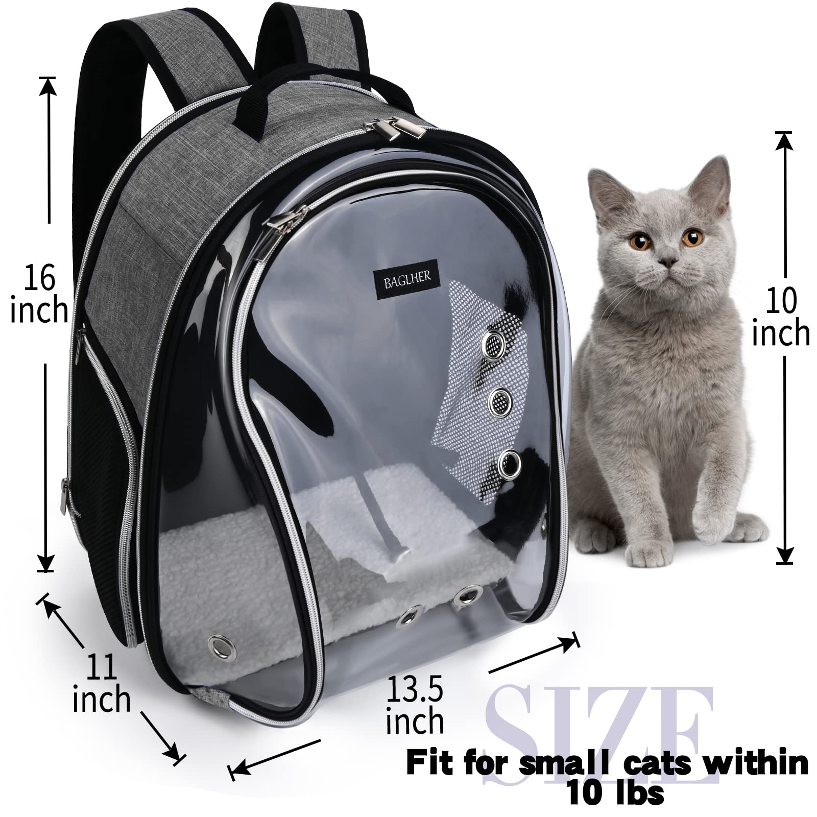 Foto 6 pulgar | Mochila Transportadora Para Gatos Baglher Bubble, Aprobada Por La Aerolínea Dog B - Venta Internacional.