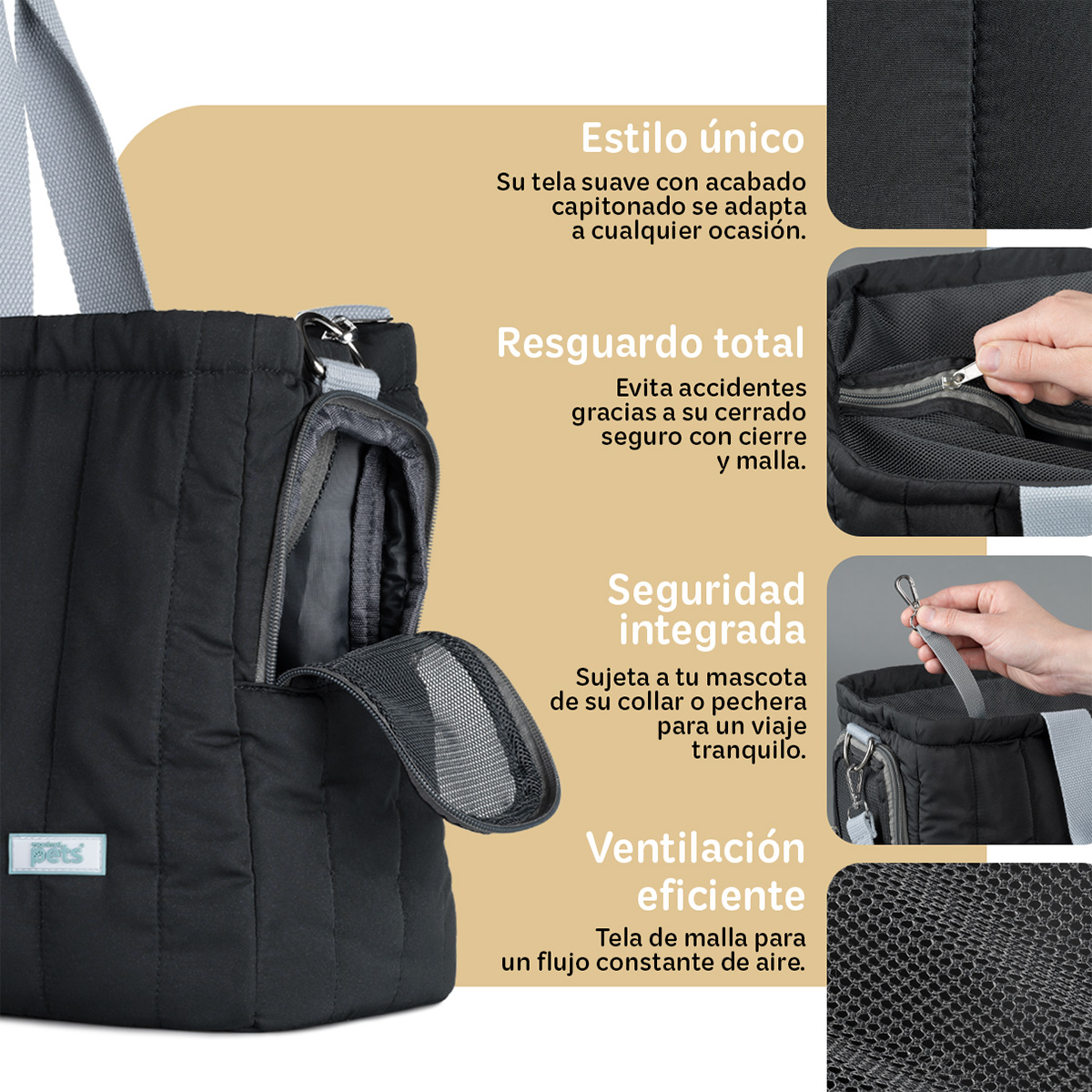 Foto 4 pulgar | Bolsa Transportadora Para Mascota Esquimal Negro