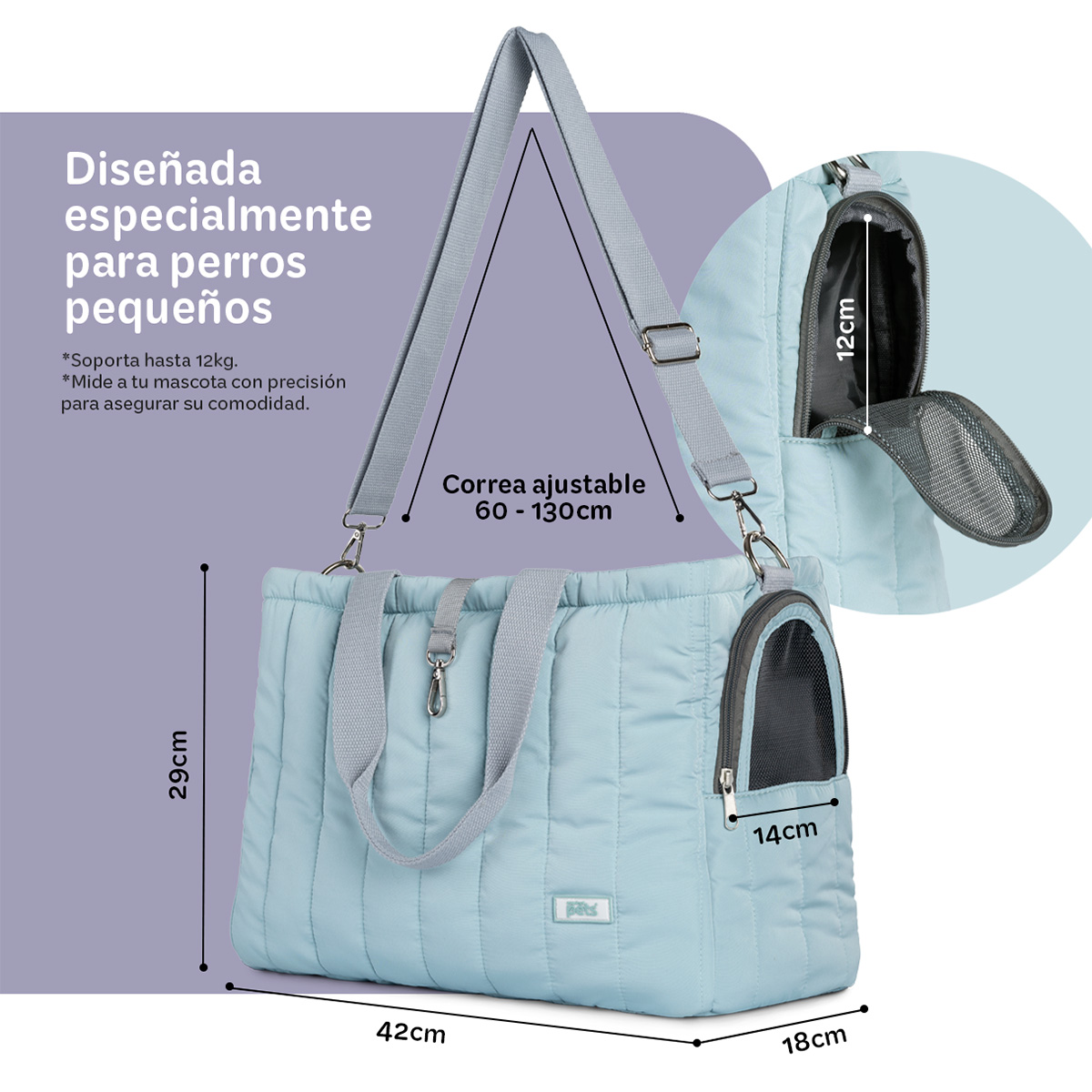 Foto 6 pulgar | Bolsa Transportadora Para Mascota Esquimal Azul Grisáceo