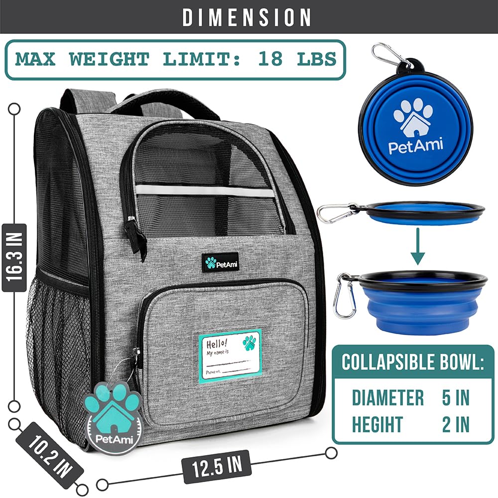 Foto 3 pulgar | Mochila Para Perros Petami Para Gatos Y Cachorros De Hasta 8 Kg, Color Gris - Venta Internacional.