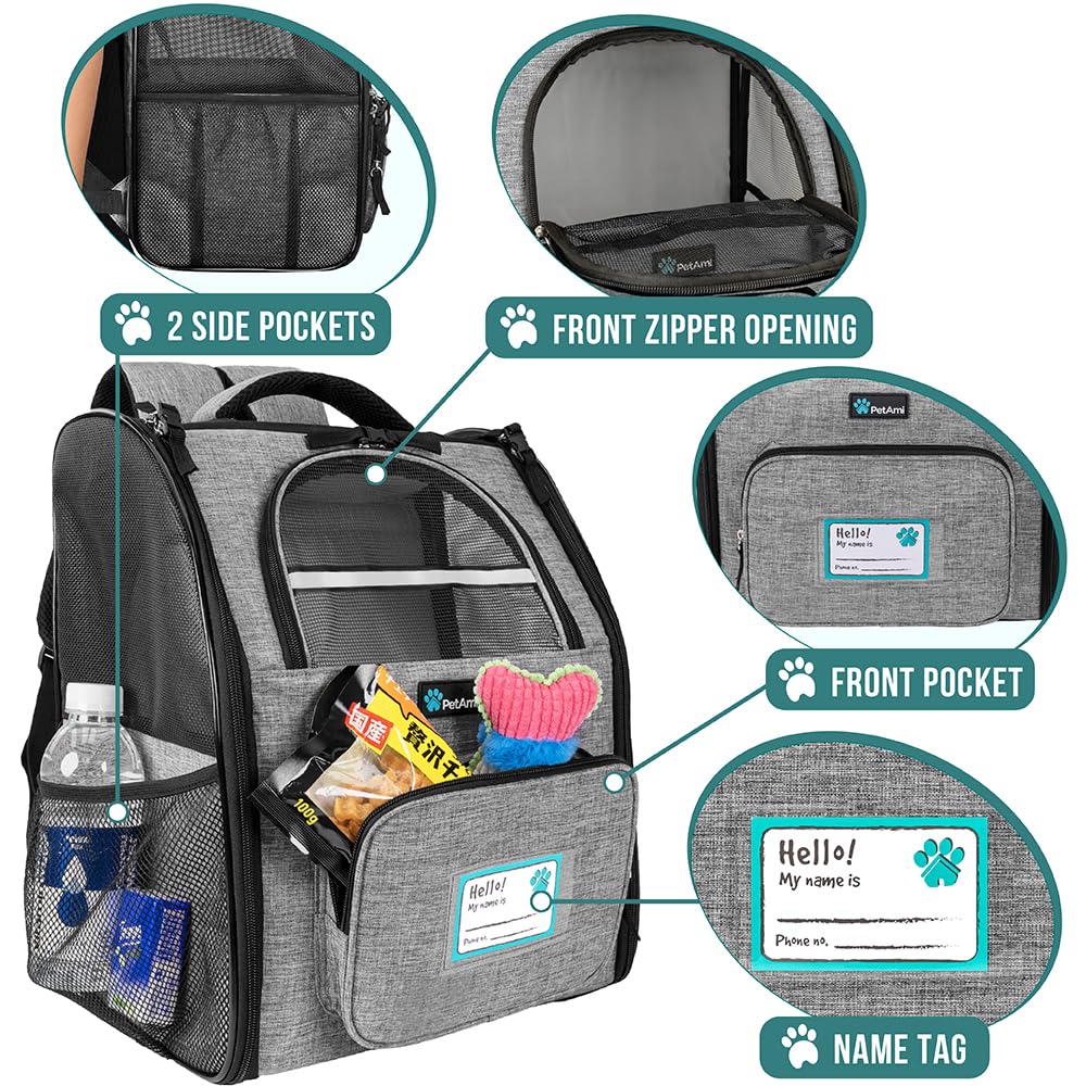 Foto 4 pulgar | Mochila Para Perros Petami Para Gatos Y Cachorros De Hasta 8 Kg, Color Gris - Venta Internacional.