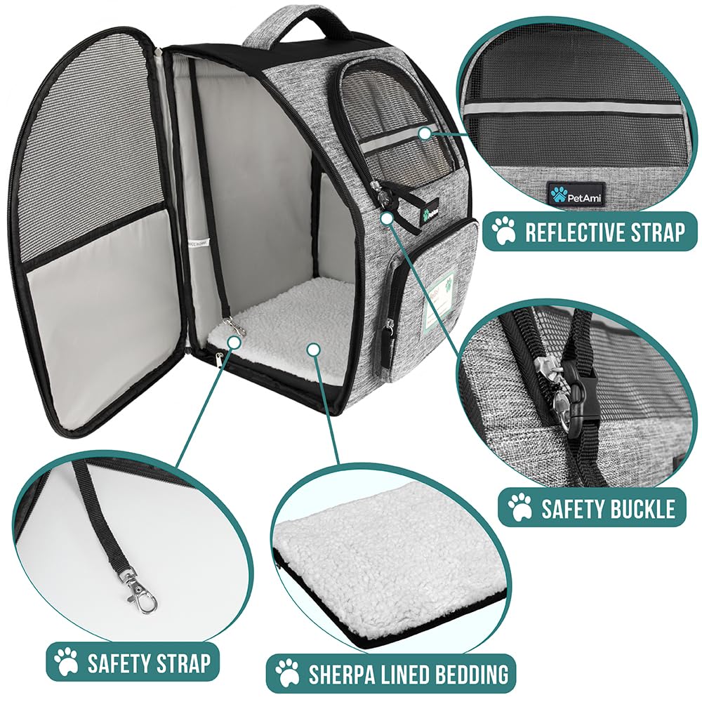 Foto 4 | Mochila Para Perros Petami Para Gatos Y Cachorros De Hasta 8 Kg, Color Gris - Venta Internacional.