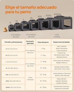 Foto 4 | Transportadora Feandrea Gris Plegable 50×35×35 cm Tela Oxford para Gatos o Perros
