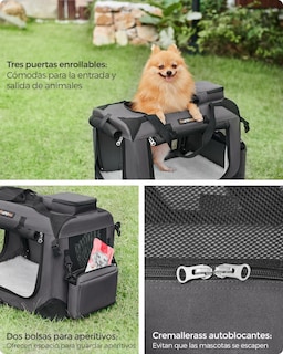 Foto 7 | Transportadora Feandrea Gris Plegable 50×35×35 cm Tela Oxford para Gatos o Perros