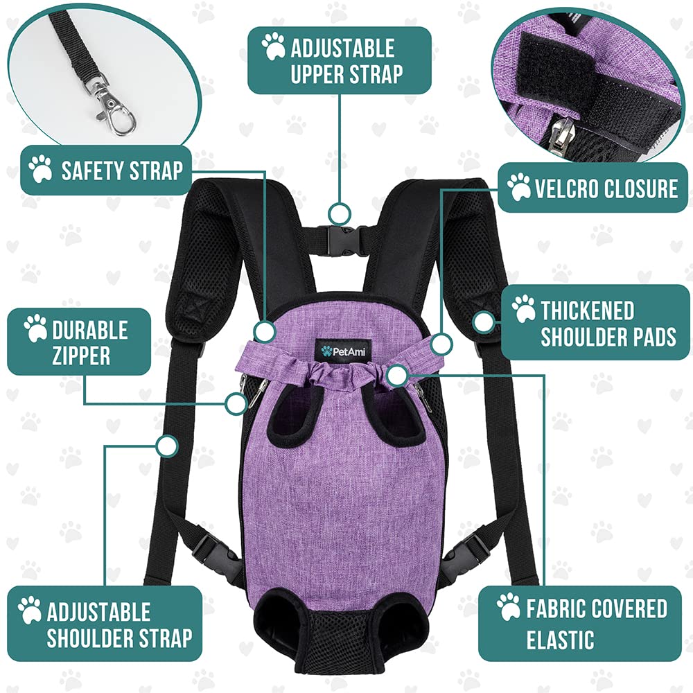 Foto 6 pulgar | Mochila Portabebés Petami Ajustable Para Perros Pequeños, Color Morado - Venta Internacional.