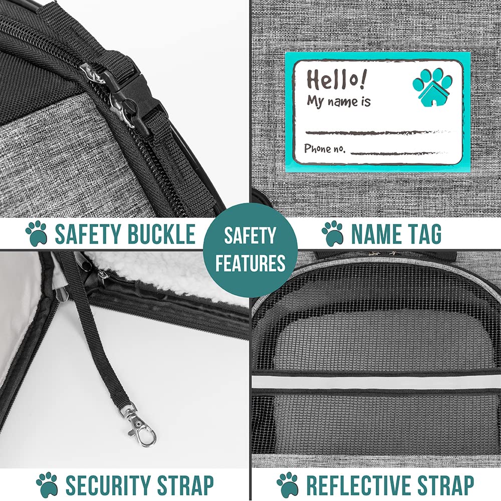 Foto 6 pulgar | Mochila Transportadora De Mascotas Petami Expandible Para Viajes De 8 Kg, Color Gris Claro - Venta Internacional.