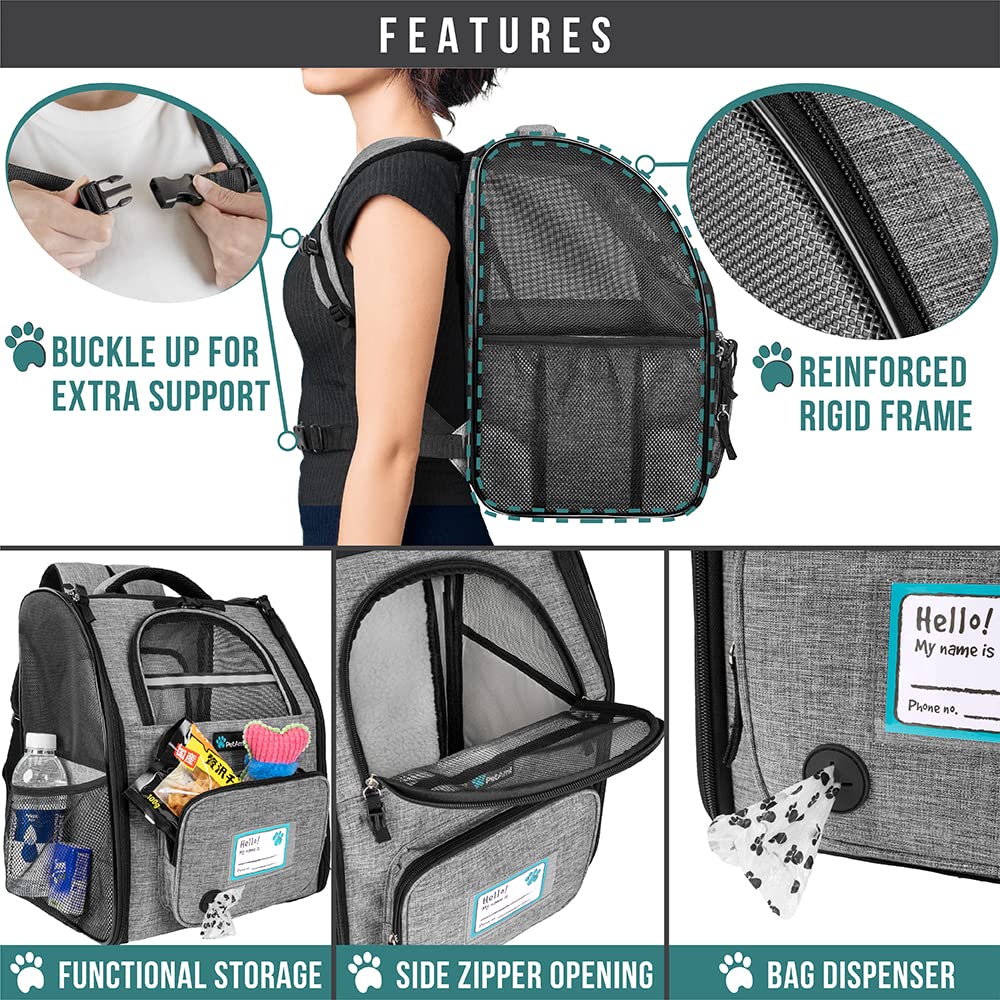 Foto 7 pulgar | Mochila Transportadora De Mascotas Petami Expandible Para Viajes De 8 Kg, Color Gris Claro - Venta Internacional.