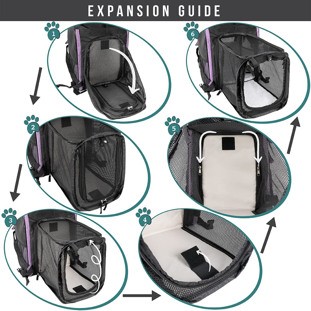 Foto 4 pulgar | Mochila Transportadora De Mascotas Petami Expandible Para Viajes De 8 Kg, Color Morado - Venta Internacional.
