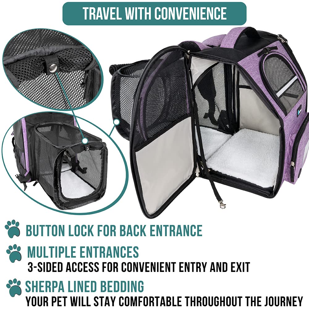 Foto 5 pulgar | Mochila Transportadora De Mascotas Petami Expandible Para Viajes De 8 Kg, Color Morado - Venta Internacional.