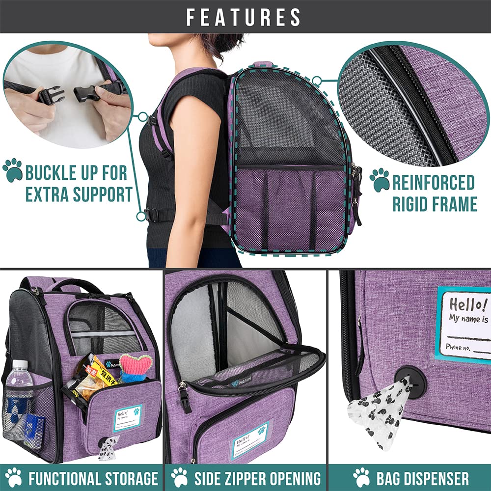 Foto 7 pulgar | Mochila Transportadora De Mascotas Petami Expandible Para Viajes De 8 Kg, Color Morado - Venta Internacional.