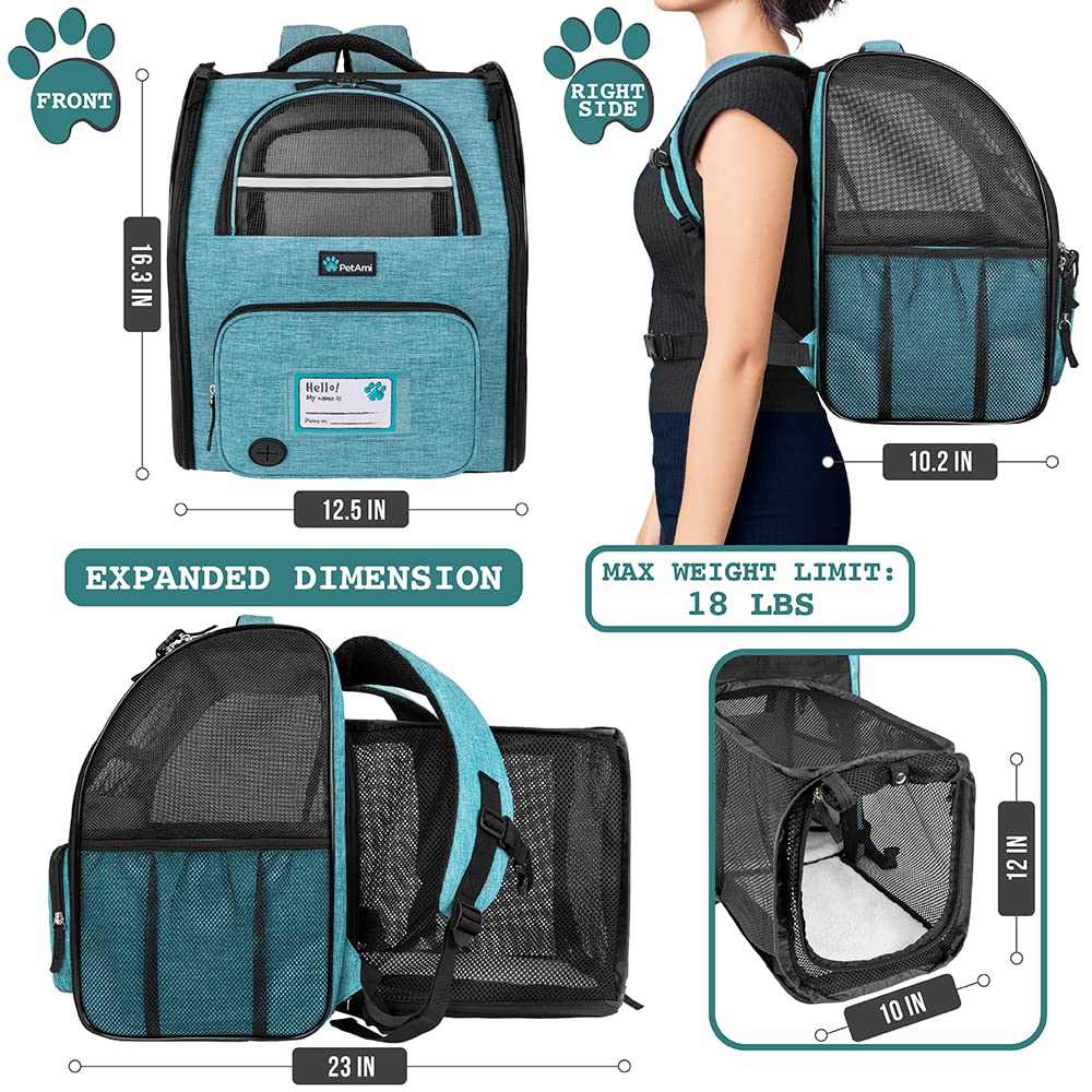 Foto 3 pulgar | Mochila Transportadora De Mascotas Petami Expandible Para Viajes, 8 Kg, Color Verde Azulado - Venta Internacional.