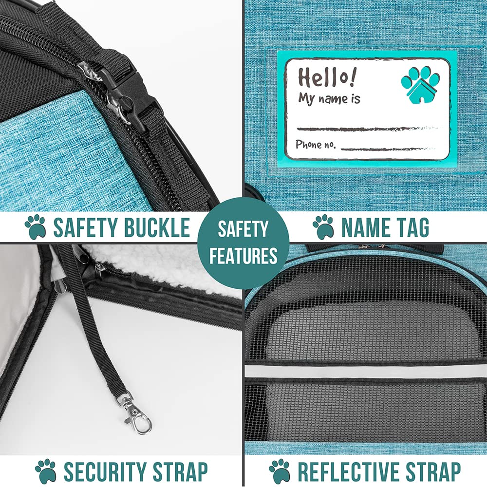 Foto 6 pulgar | Mochila Transportadora De Mascotas Petami Expandible Para Viajes, 8 Kg, Color Verde Azulado - Venta Internacional.