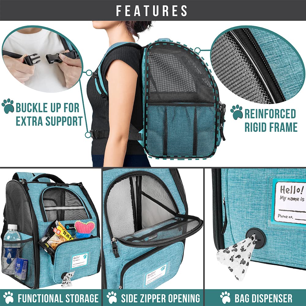 Foto 7 pulgar | Mochila Transportadora De Mascotas Petami Expandible Para Viajes, 8 Kg, Color Verde Azulado - Venta Internacional.