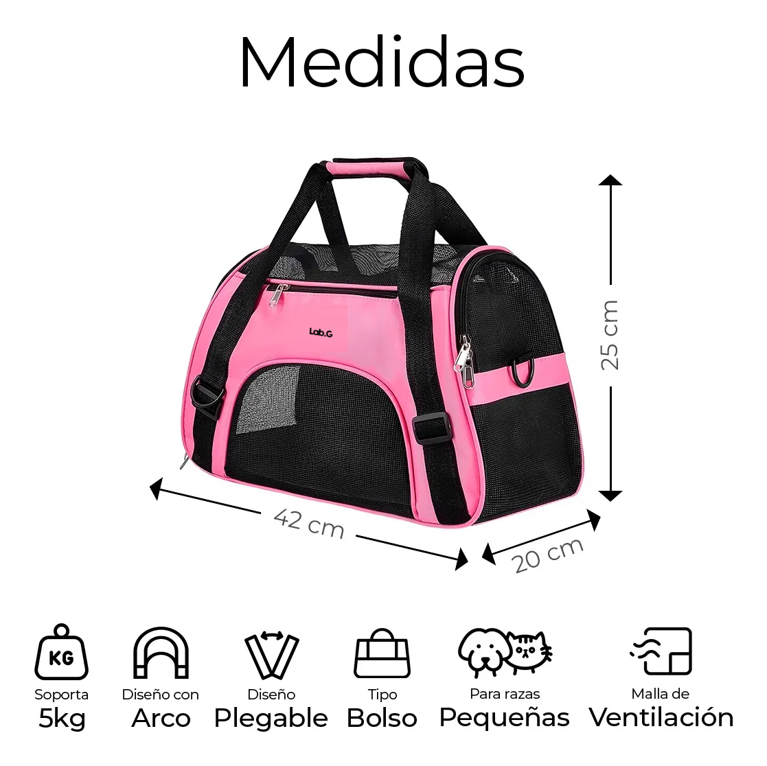 Foto 2 | Transportadora Lab.g Maleta Mascota Rosa Negro