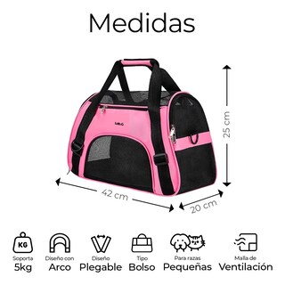 Foto 2 | Transportadora Lab.g Maleta Mascota Rosa Negro