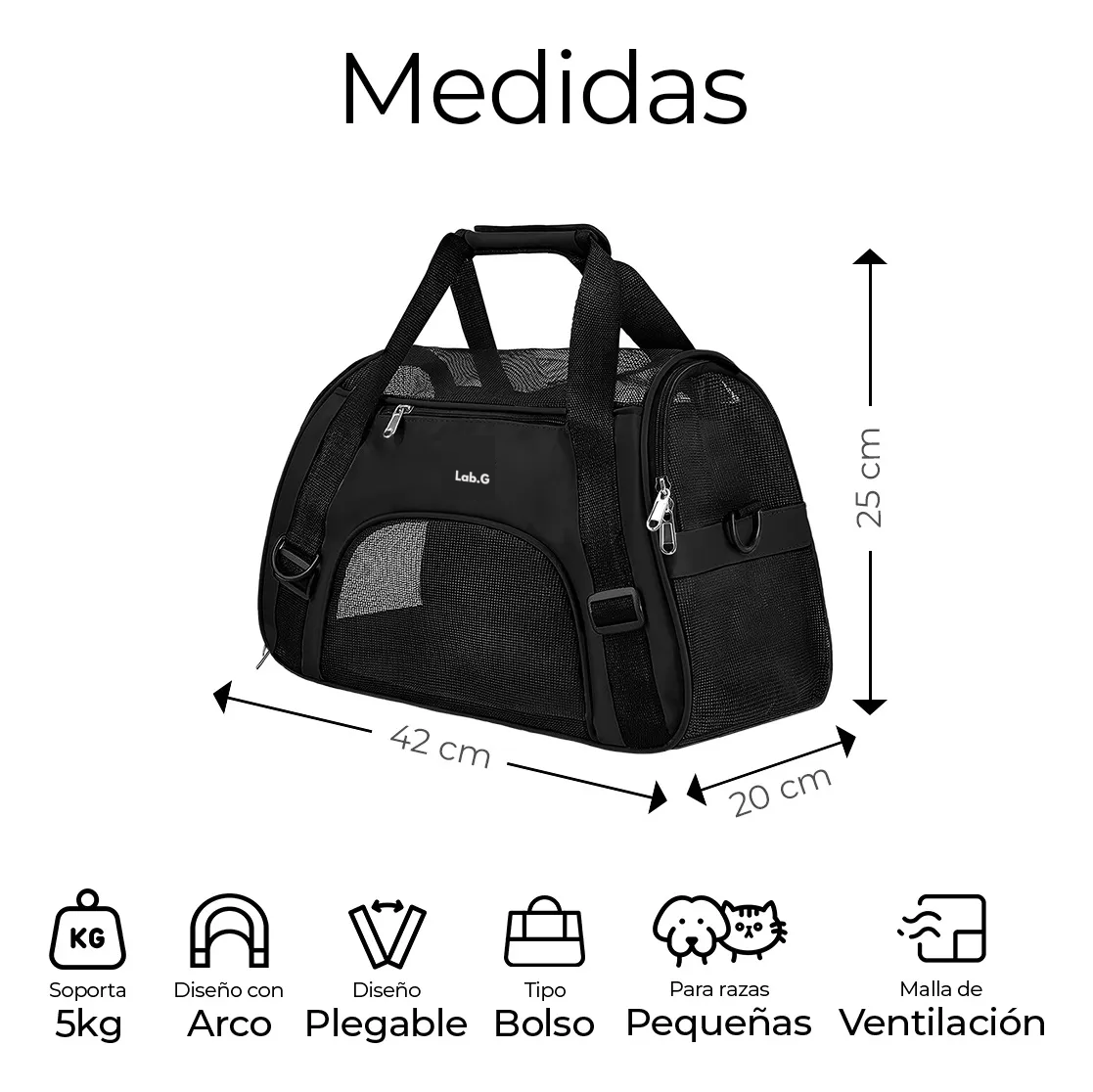 Foto 2 | Transportadora Lab.g Maleta Mascota Negro