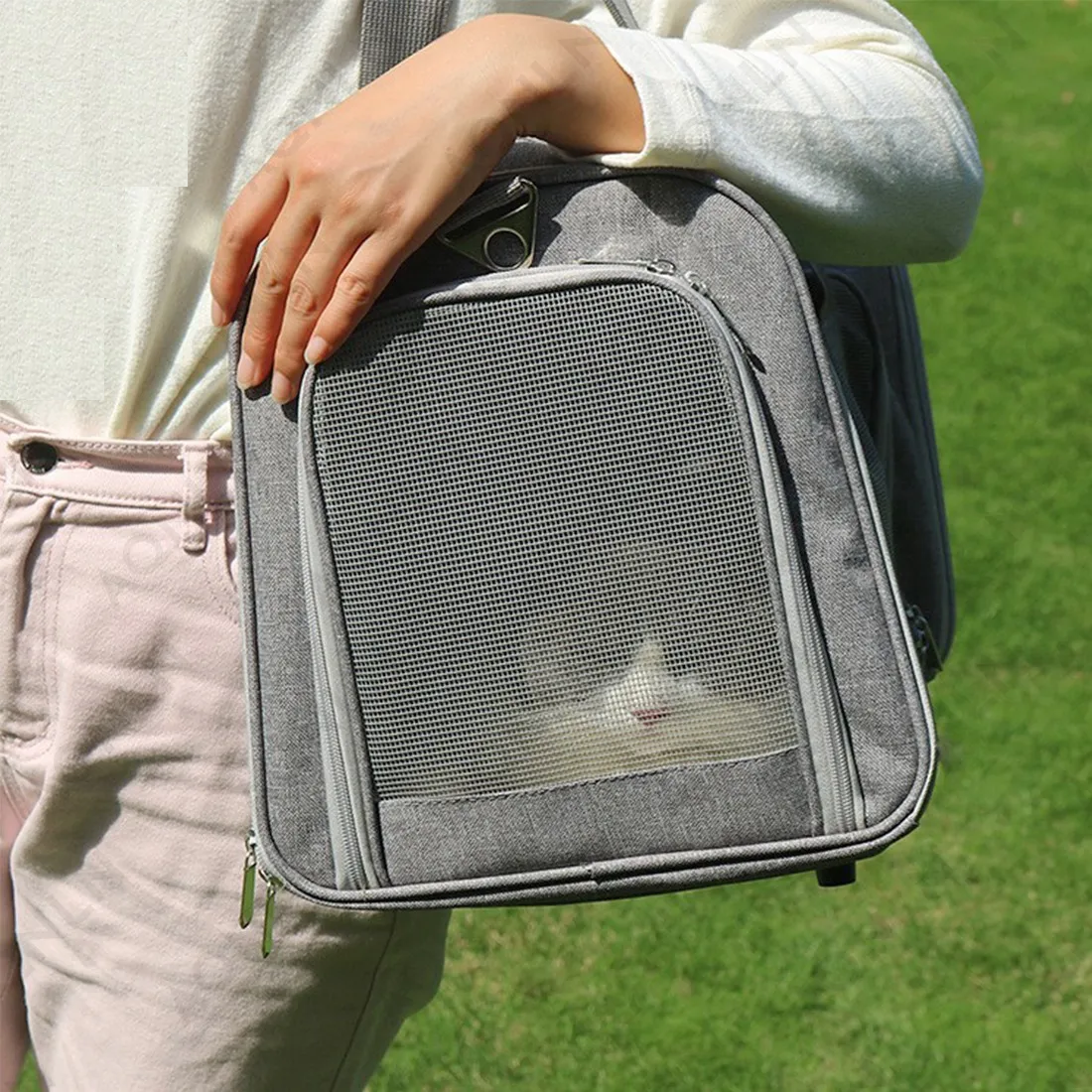 Foto 3 | Transportadora Lab.g Bolsa De Mascotas Plegable Gris