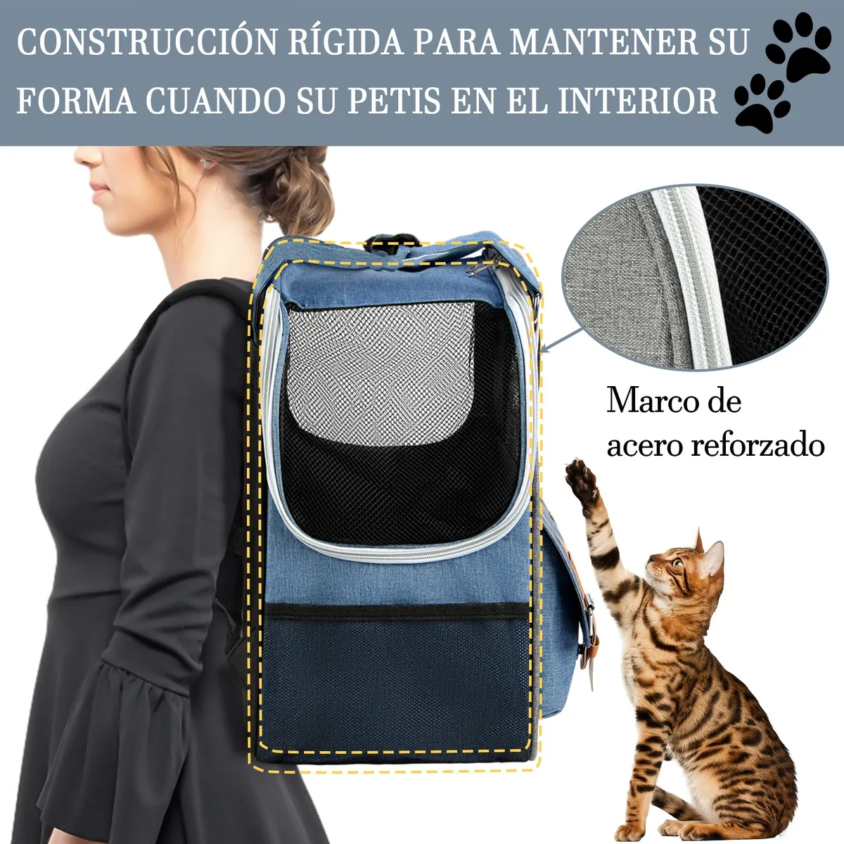 Foto 4 pulgar | Transportadora Mochila  Belug Para Perro Azul Gris