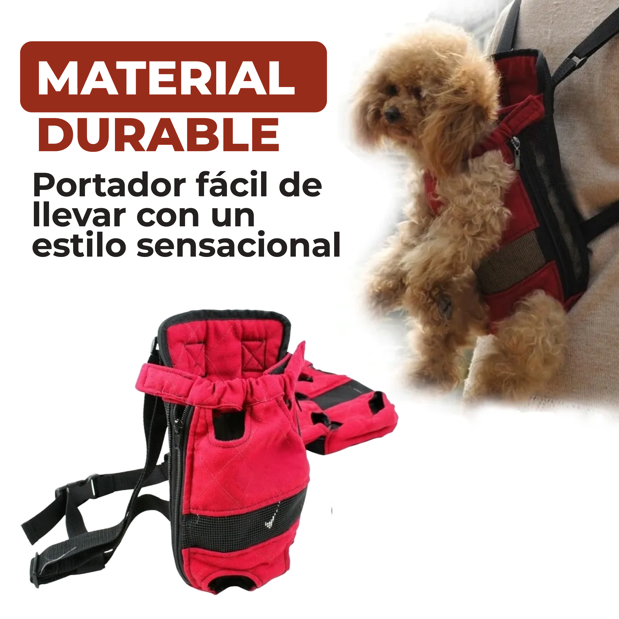 Foto 6 pulgar | Cangurera Transportadora Para Perro Y Gato Color Rojo Talla Chica