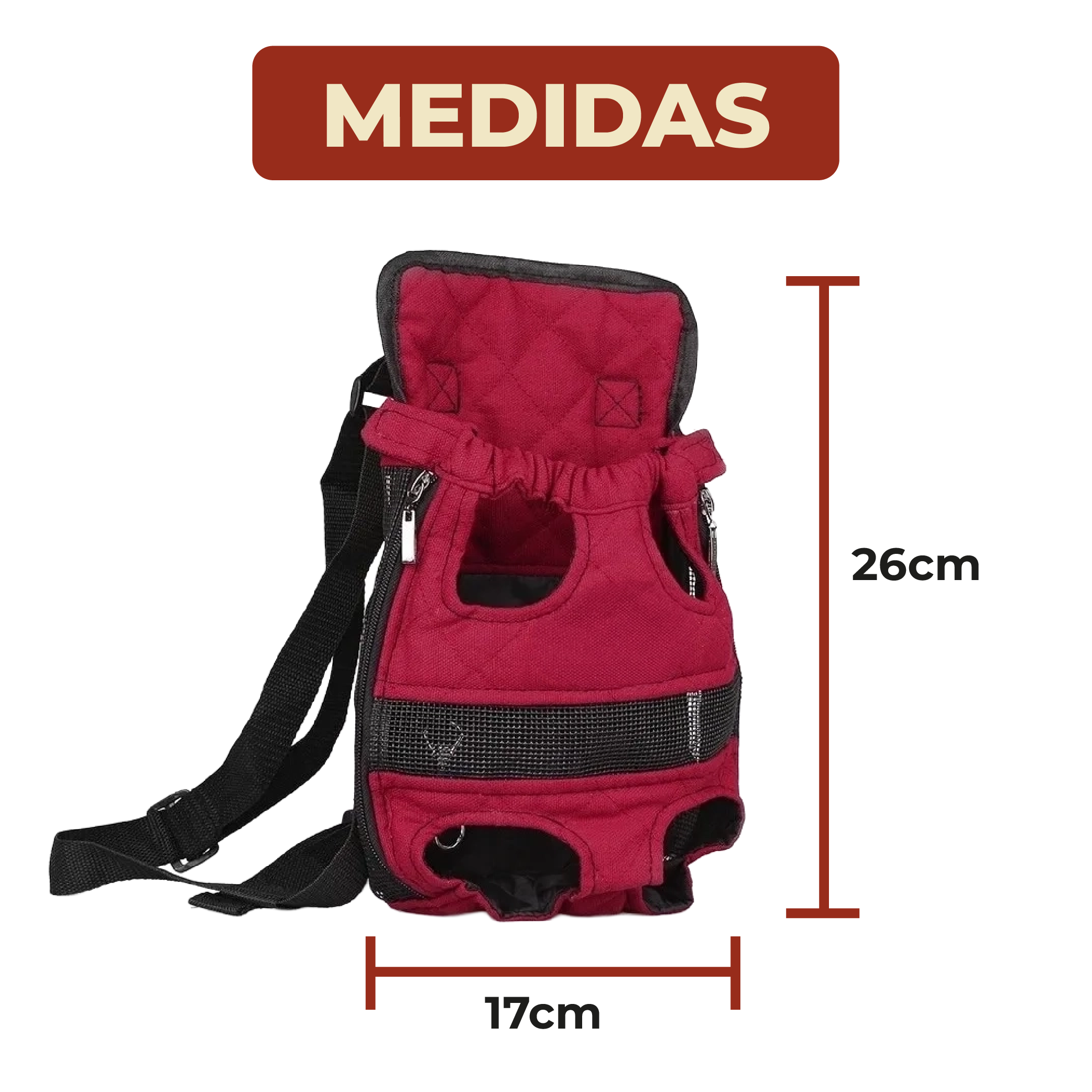 Foto 8 pulgar | Cangurera Transportadora Para Perro Y Gato Color Rojo Talla Chica