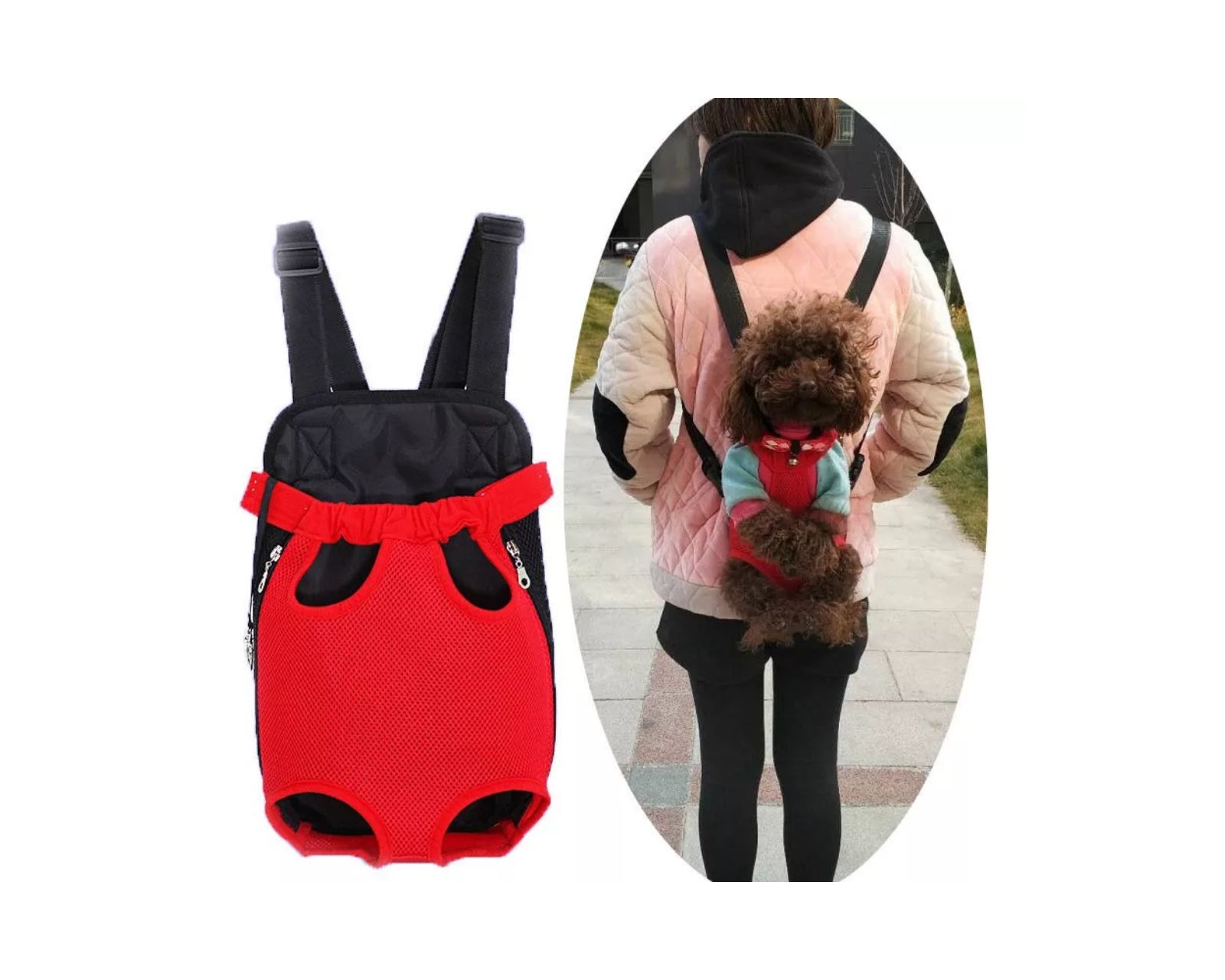 Foto 4 pulgar | Cangurera Transportadora color Rojo para Perro y Gato Talla M