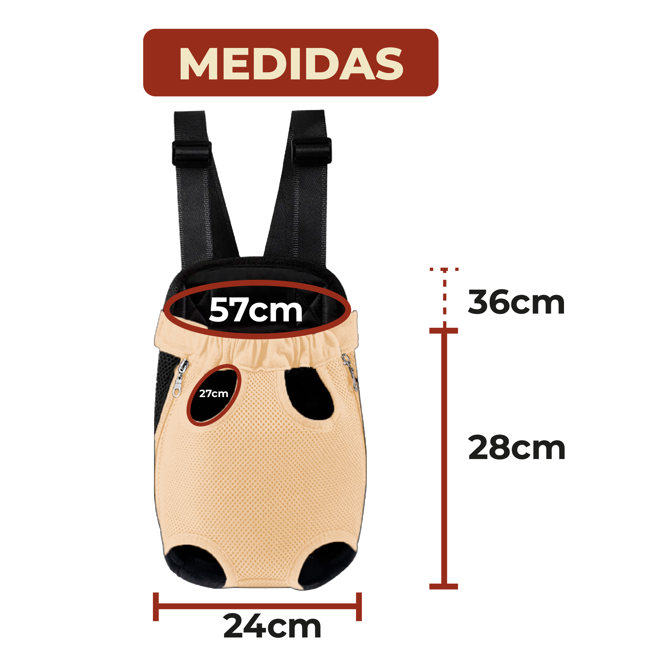 Foto 8 | Cangurera Transportadora Color Beige Para Perro Y Gato Talla L