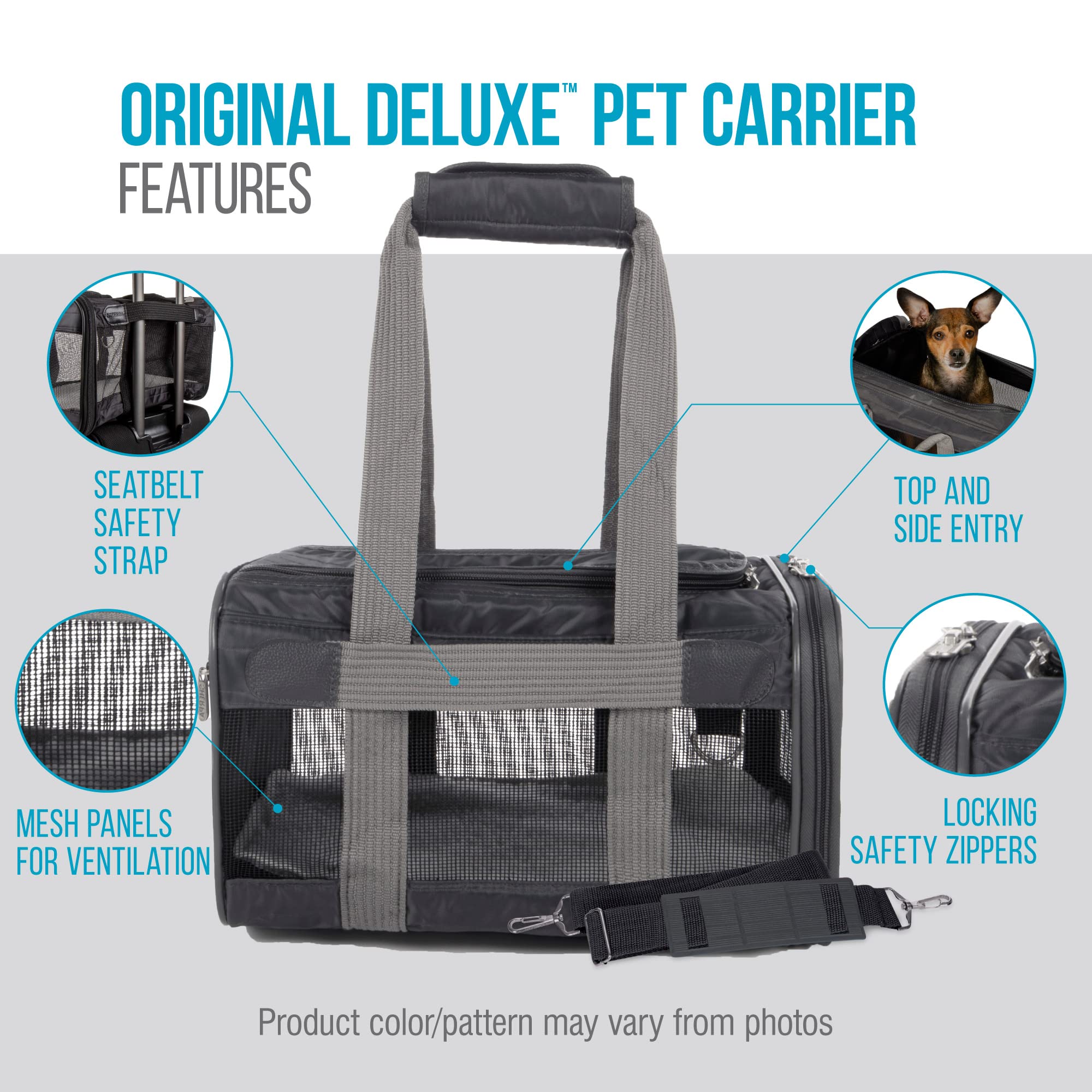 Foto 7 | Transportín Para Mascotas Sherpa Original Deluxe Aprobado Por Aerolíneas Gris M - Venta Internacional.