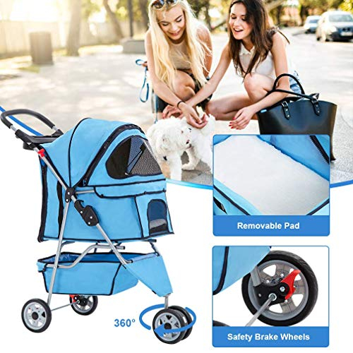 Foto 5 | Carrito Para Mascotas Bestpet Con 3 Ruedas Para Perros Y Gatos, Color Azul - Venta Internacional.
