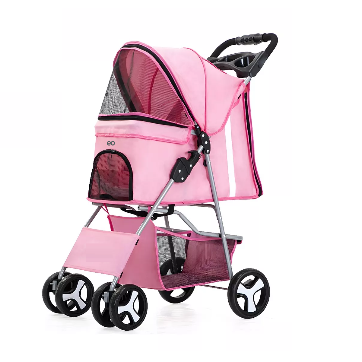 Carriola Para Plegable Para Mascotas Con Capazo Eo Safe Imports Esi-12202-1 Rosa