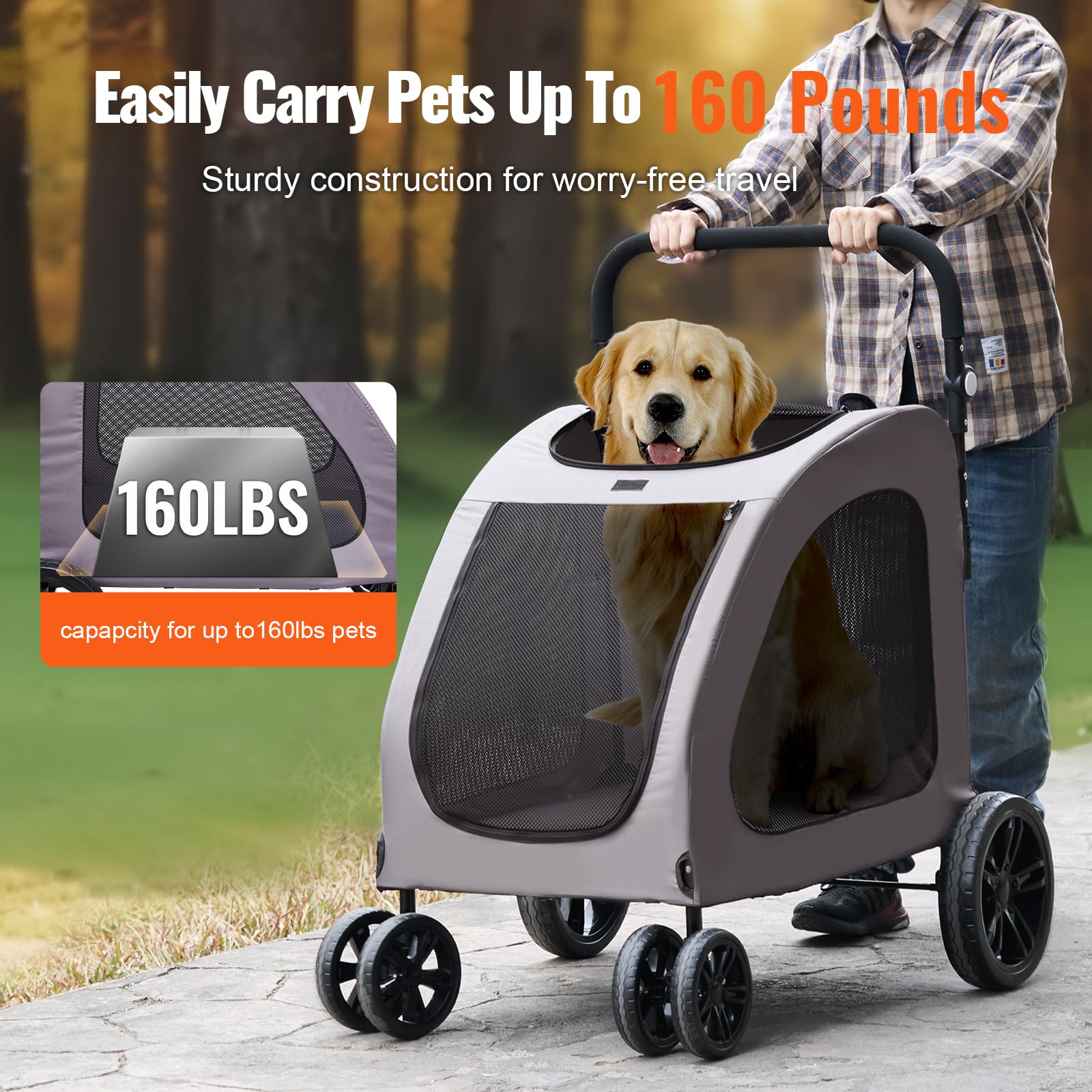 Foto 3 pulgar | Carrito Para Mascotas Vevor, 4 Ruedas, Capacidad De 73 Kg - Venta Internacional.