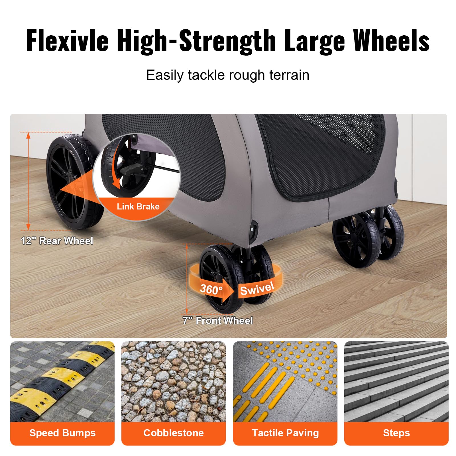 Foto 4 pulgar | Carrito Para Mascotas Vevor, 4 Ruedas, Capacidad De 73 Kg - Venta Internacional.
