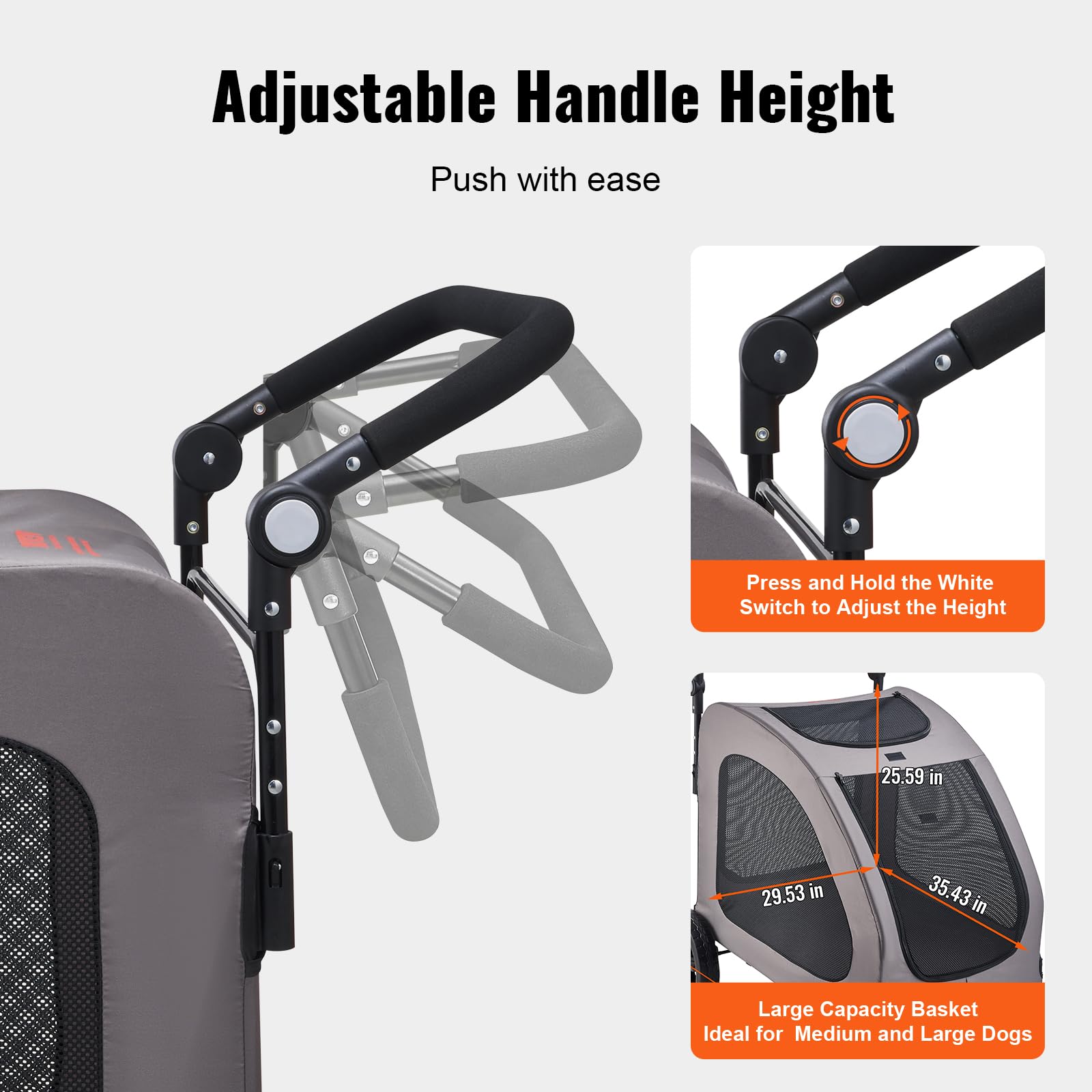 Foto 7 pulgar | Carrito Para Mascotas Vevor, 4 Ruedas, Capacidad De 73 Kg - Venta Internacional.