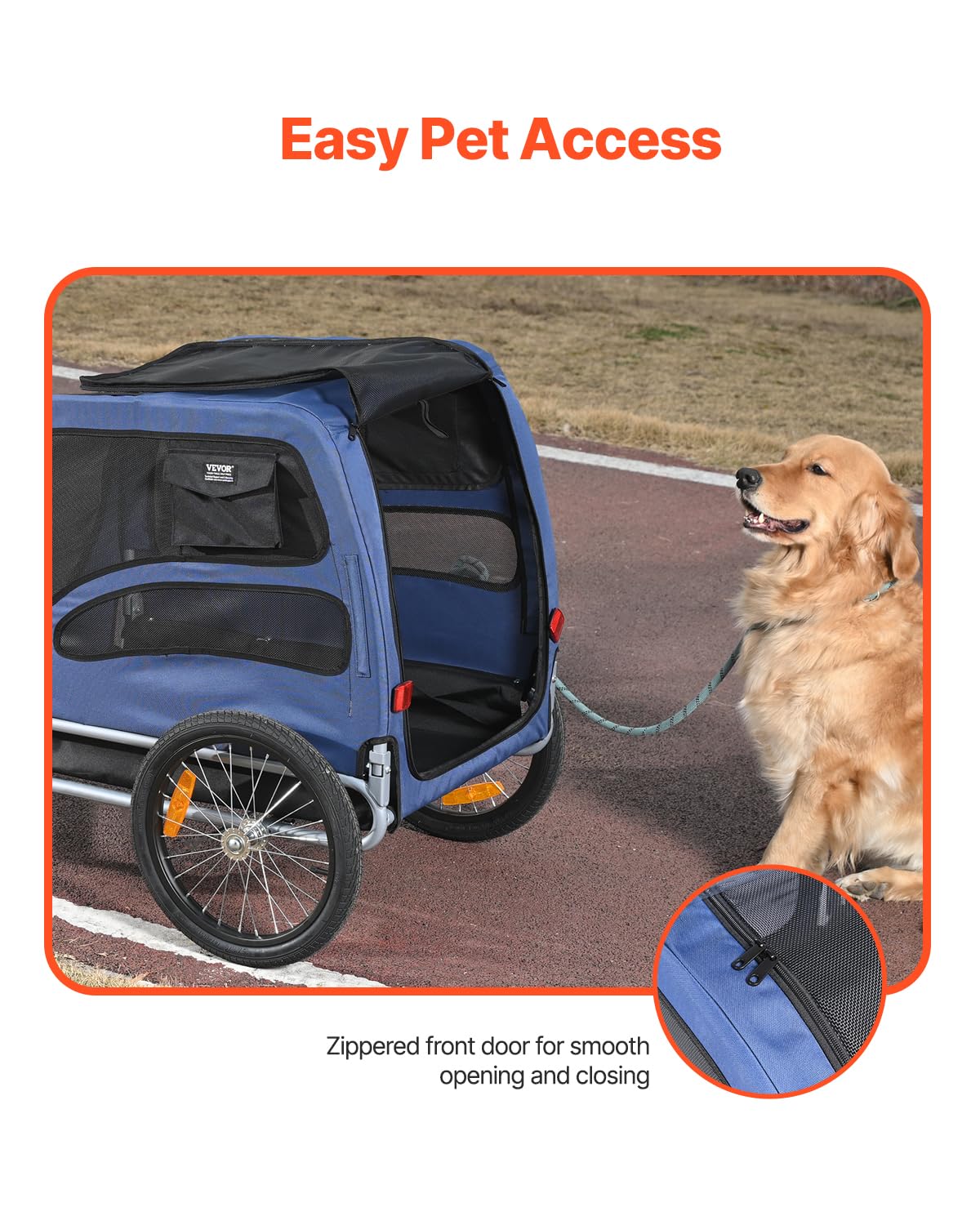 Foto 6 pulgar | Remolque Para Bicicleta Para Perros Vevor Soporta Un Marco Plegable De 45 Kg, Azul/negro - Venta Internacional.