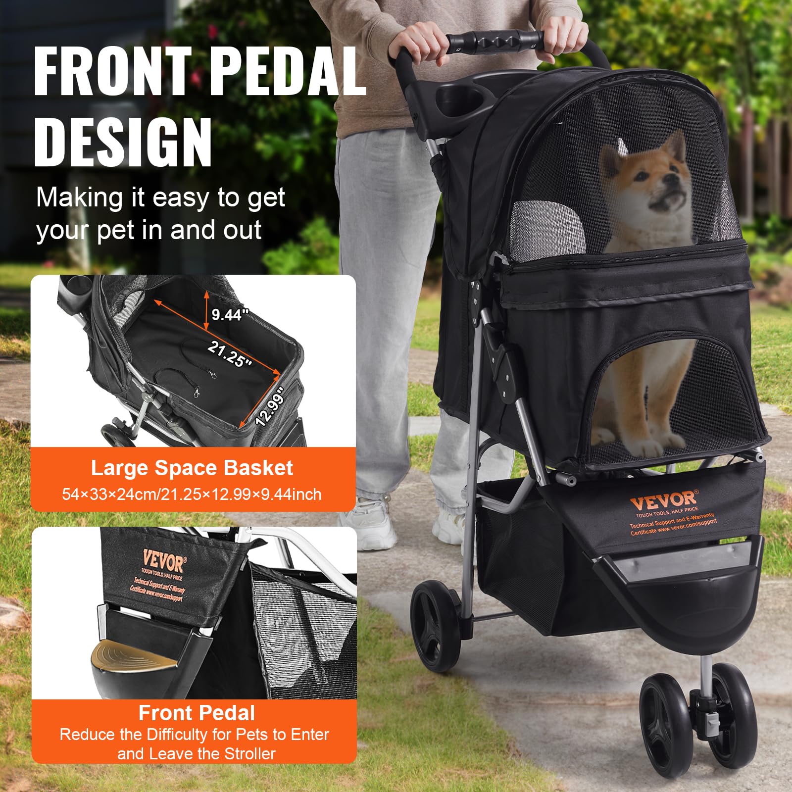 Foto 6 pulgar | Cochecito Para Mascotas Vevor Para Perros Y Gatos De Hasta 16 Kg Con Almacenamiento - Venta Internacional.