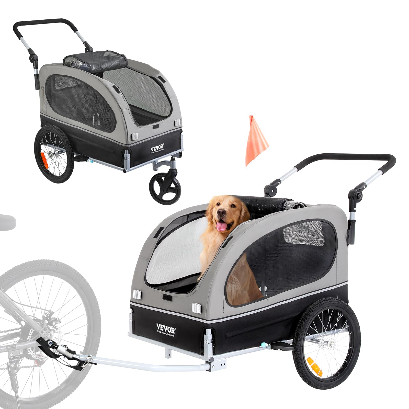 Foto 2 pulgar | Carrito 2 En 1 Para Mascotas Vevor Con Remolque De Bicicleta Para Perros, De Hasta 40 Kg - Venta Internacional.