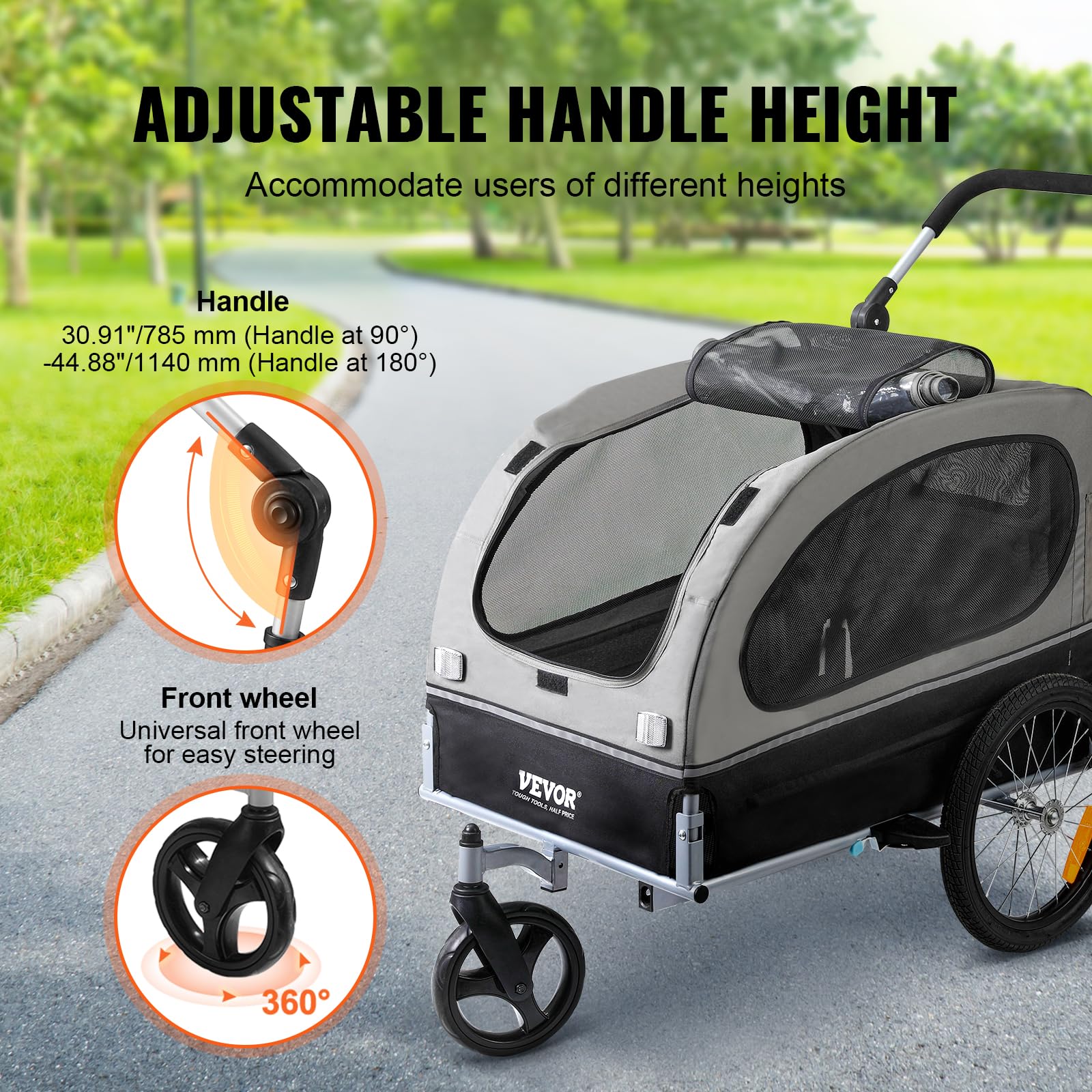 Foto 4 pulgar | Carrito 2 En 1 Para Mascotas Vevor Con Remolque De Bicicleta Para Perros, De Hasta 40 Kg - Venta Internacional.