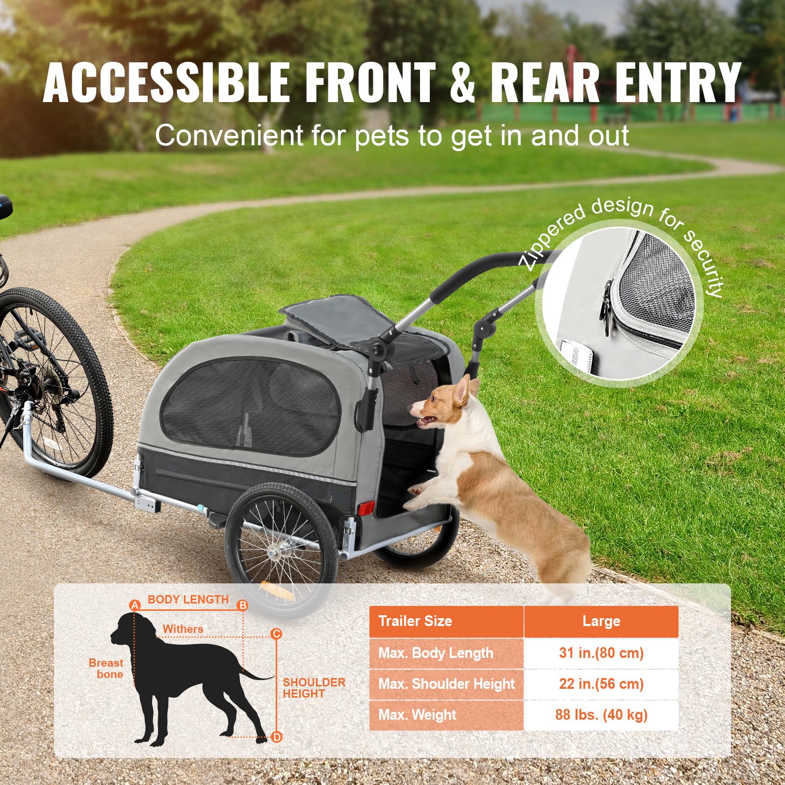Foto 6 pulgar | Carrito 2 En 1 Para Mascotas Vevor Con Remolque De Bicicleta Para Perros, De Hasta 40 Kg - Venta Internacional.