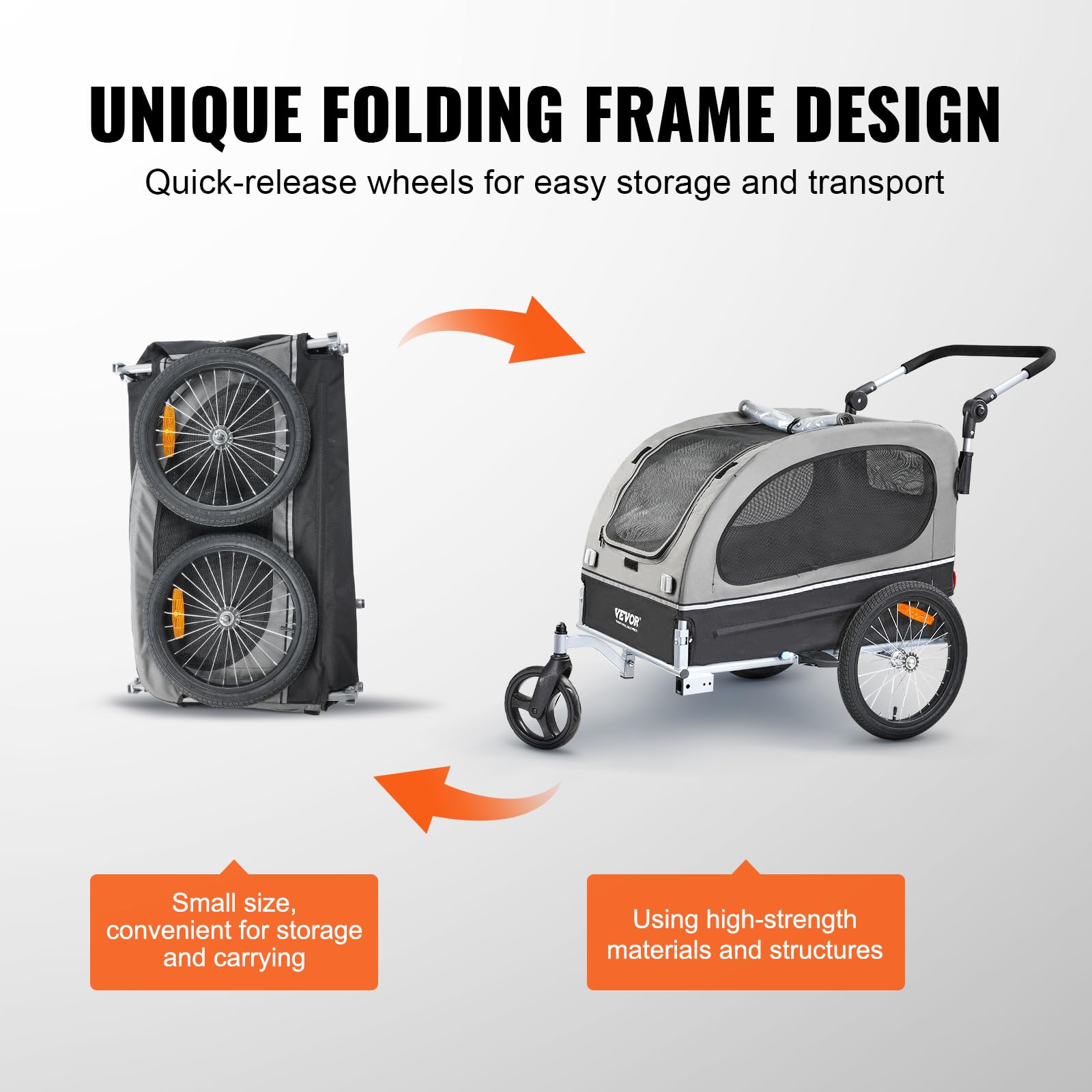 Foto 7 pulgar | Carrito 2 En 1 Para Mascotas Vevor Con Remolque De Bicicleta Para Perros, De Hasta 40 Kg - Venta Internacional.