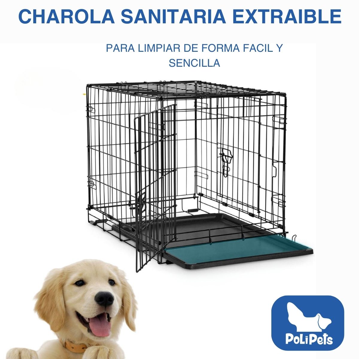 Foto 5 | Jaula Metálica para Mascotas Poli Pets PP-JPM01BK-90CM Negro 90 CM Plegable Tamaño Grande