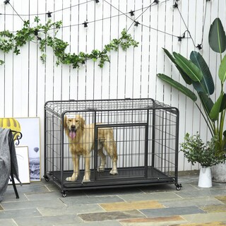 Foto 2 | Jaula Para Perros Pawhut, Diseño Plegable, Metal Pesado, 88 Libras - Venta Internacional.