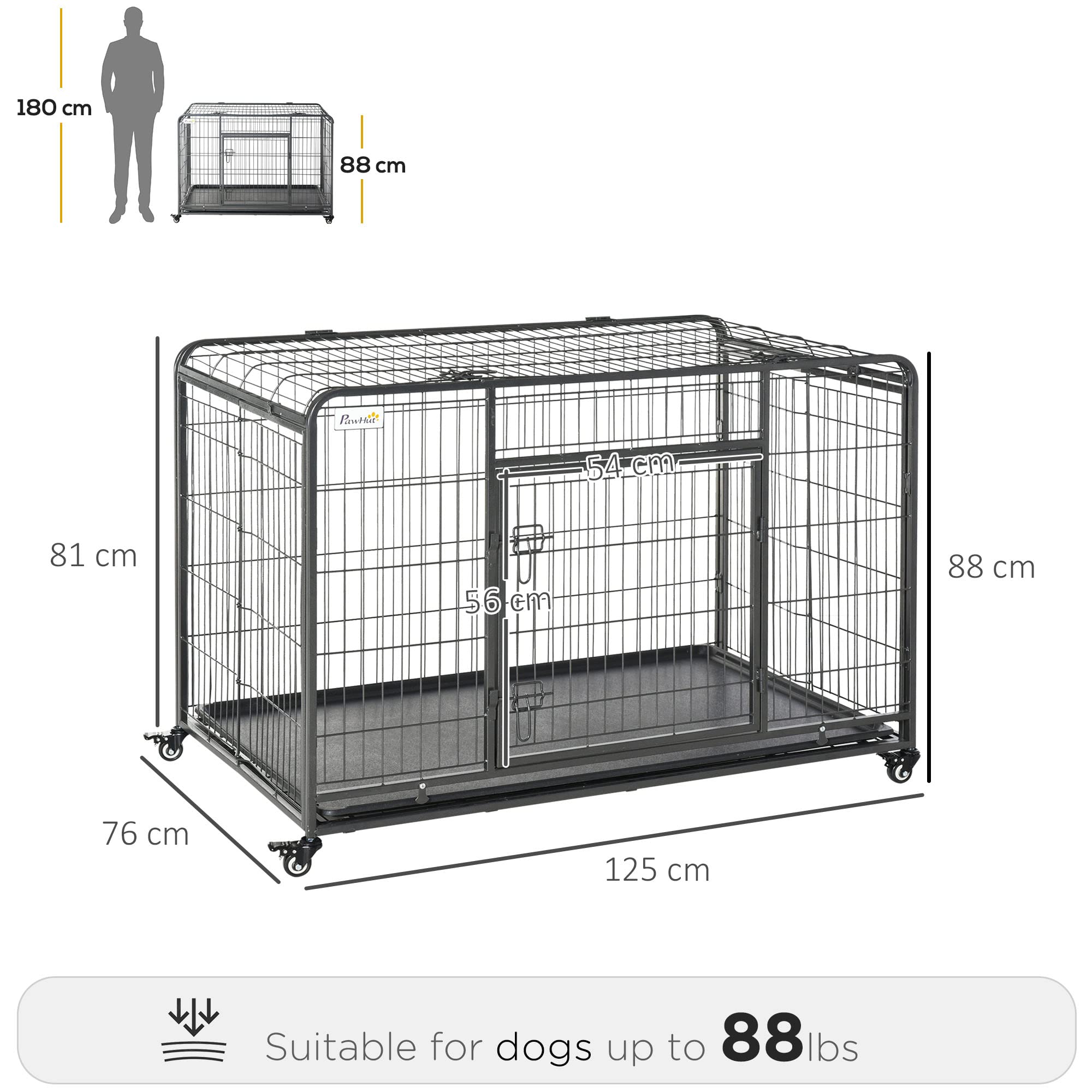 Foto 3 | Jaula Para Perros Pawhut, Diseño Plegable, Metal Pesado, 88 Libras - Venta Internacional.