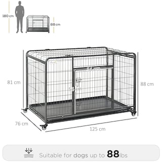Foto 3 | Jaula Para Perros Pawhut, Diseño Plegable, Metal Pesado, 88 Libras - Venta Internacional.