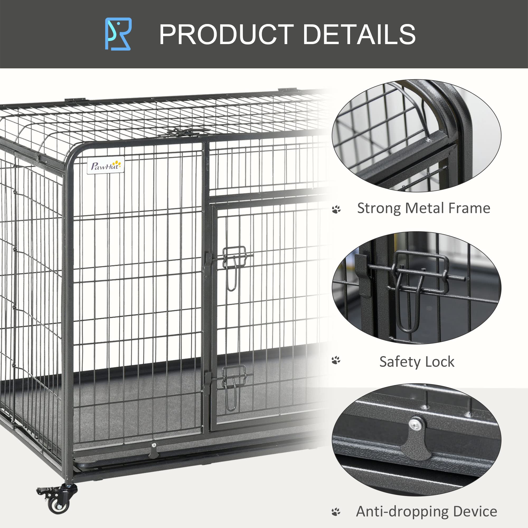 Foto 5 | Jaula Para Perros Pawhut, Diseño Plegable, Metal Pesado, 88 Libras - Venta Internacional.