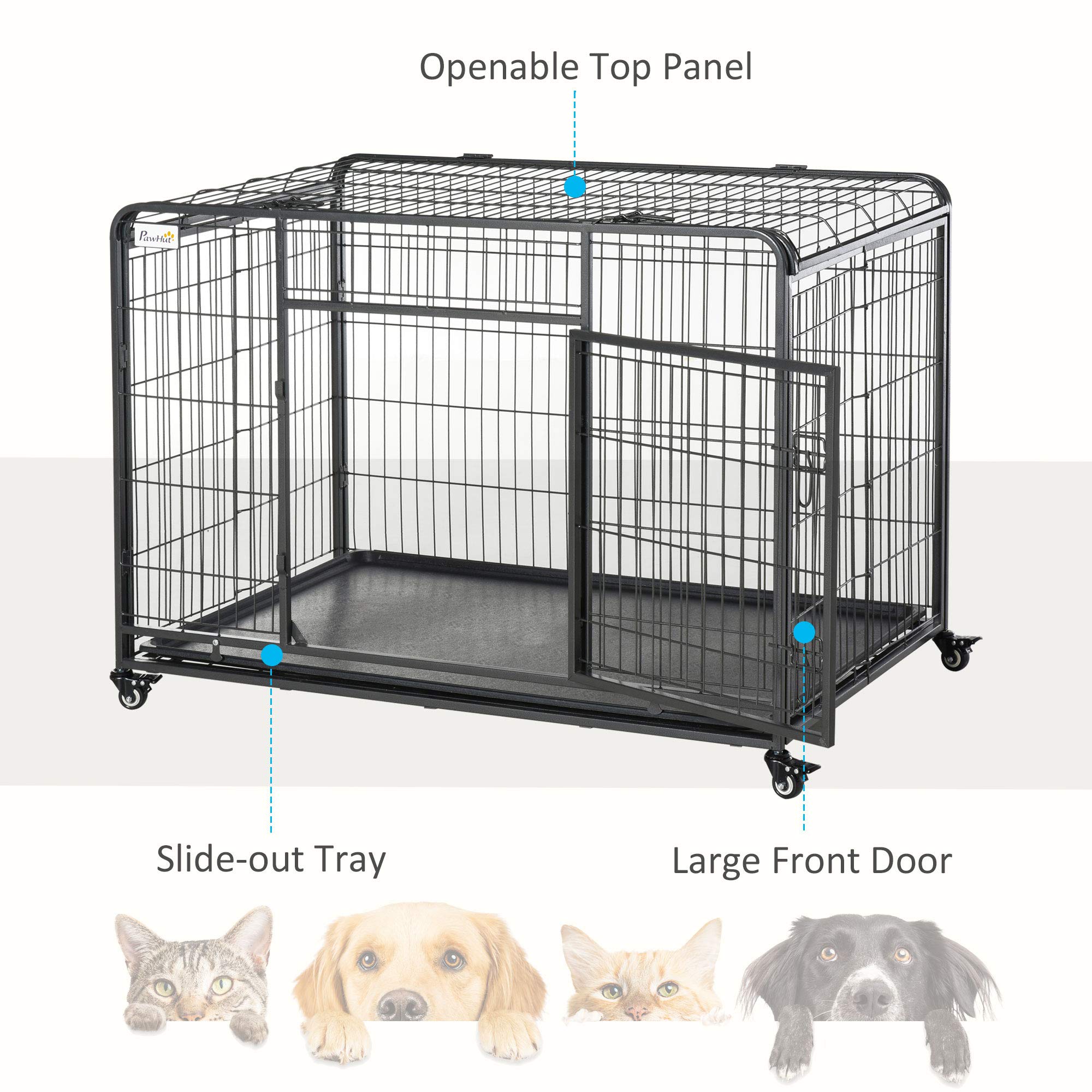 Foto 6 | Jaula Para Perros Pawhut, Diseño Plegable, Metal Pesado, 88 Libras - Venta Internacional.